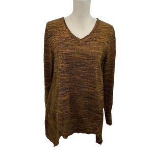 Logo by Lori Goldstein Sweater Women’s Small Orange Cotton Cashmere V Neck Top